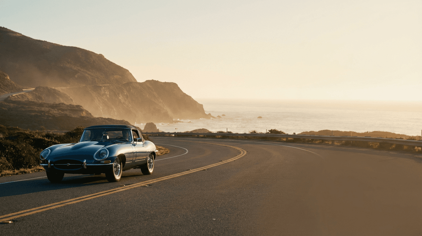 Classic car on Highway One